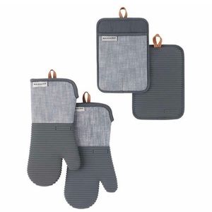 Kitchen Aid 4 Piece Silicon Kitchen set : 2 Oven Mitt  & 2 pot holder